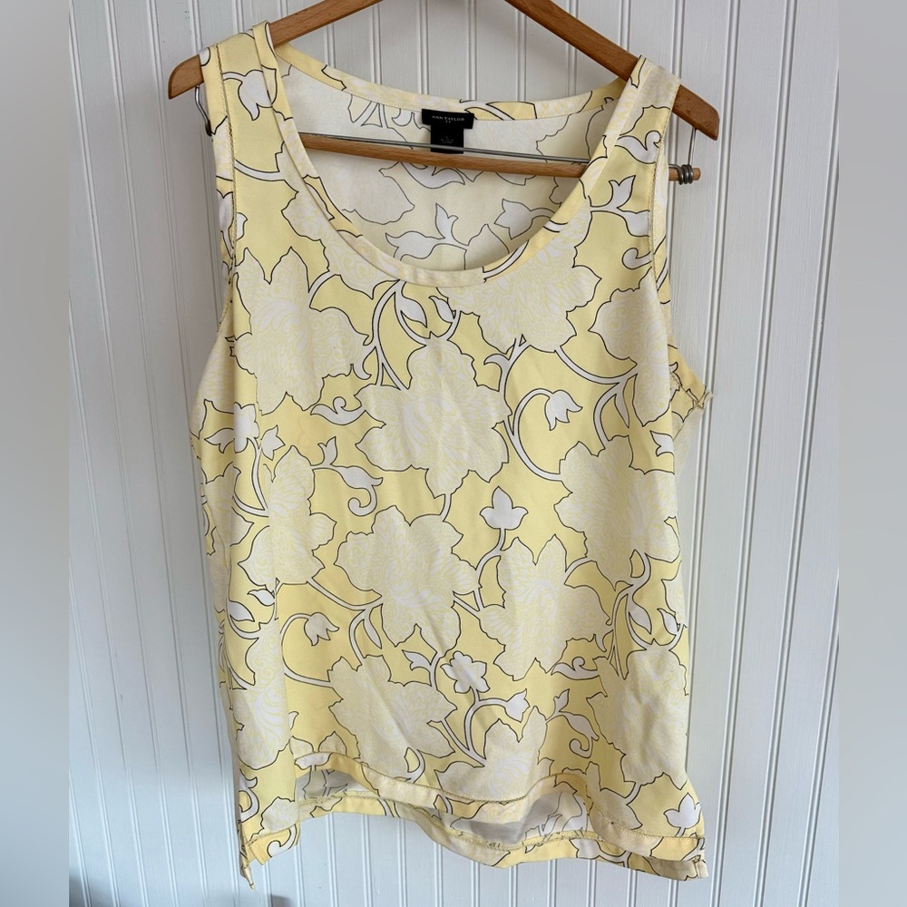 Ann Taylor Yellow Floral Tank Top Size Large